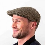 Donegal Tweed Flat Cap - Pale Green Herringbone