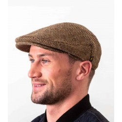 Donegal Tweed Flat Cap - Brown Herringbone