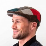 Donegal Tweed Flat Cap - Patchwork Red Patch