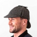 Deerstalker Sherlock Holmes Hat - Charcoal Donegal Tweed