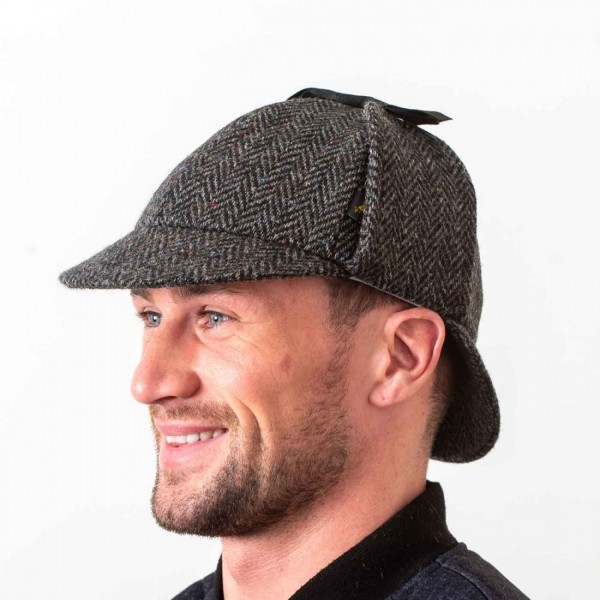 Deerstalker Sherlock Holmes Hat - Charcoal Donegal Tweed