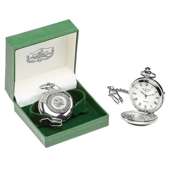 Irish Pocket Watch - Shamrock - Mullingar Pewter