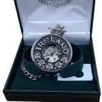 Mechanical Pocket Watch - Shamrock Design - Mullingar Pewter