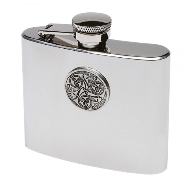 Mullingar Pewter 5 oz Hip Flask - Celtic Spirals