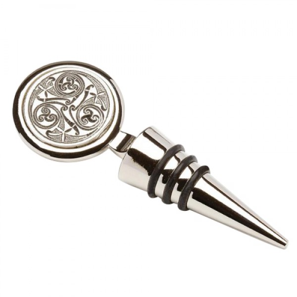 Irish Wine Stopper - Celtic Spirals - Mullingar Pewter