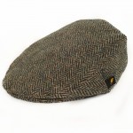 Donegal Tweed Flat Cap - Mid Green Herringbone