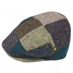 Donegal Tweed Flat Cap - Patchwork Green Tones