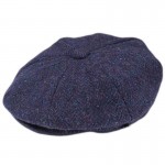 Donegal Tweed Newsboy 8 Panel Cap - Navy Blue