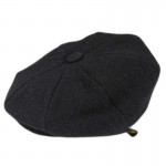 Donegal Tweed Newsboy 8 Panel Cap - Solid Black