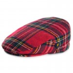 Tartan Plaid Flat Cap - Royal Stewart Brushed Wool - Aran Style